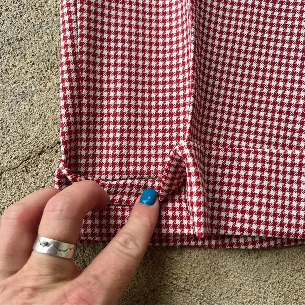 Vintage 60s 70s red white houndstooth cuffed dress slacks MEDIUM?